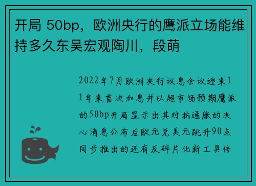 开局 50bp，欧洲央行的鹰派立场能维持多久东吴宏观陶川，段萌 